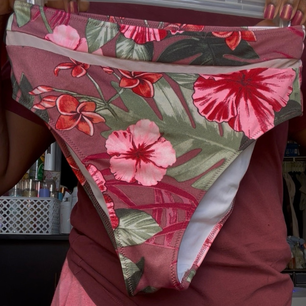 Floral High-Waisted Bikini Bottoms